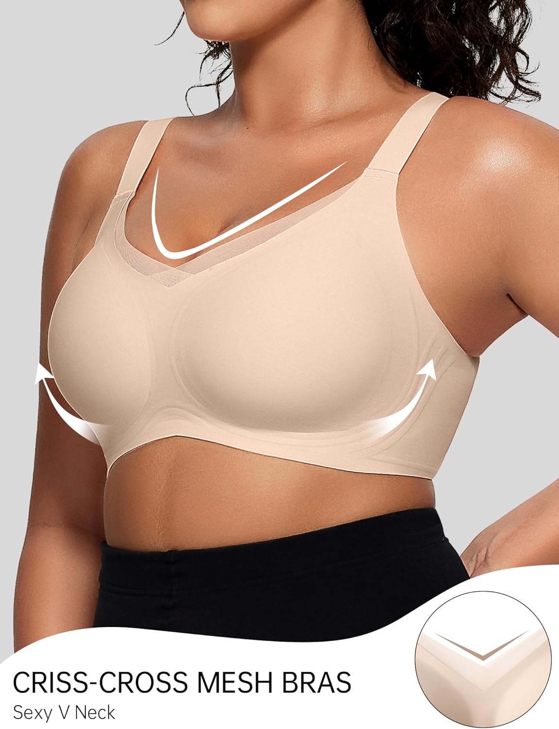 Affordo Womens V Mesh Comfortable Bralette